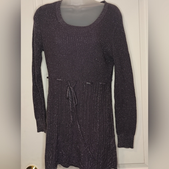 2 FOR $30 DAISY FUENTES purple Long-Sleeve Dress with Metallic Threading(#1,021) - Picture 1 of 7